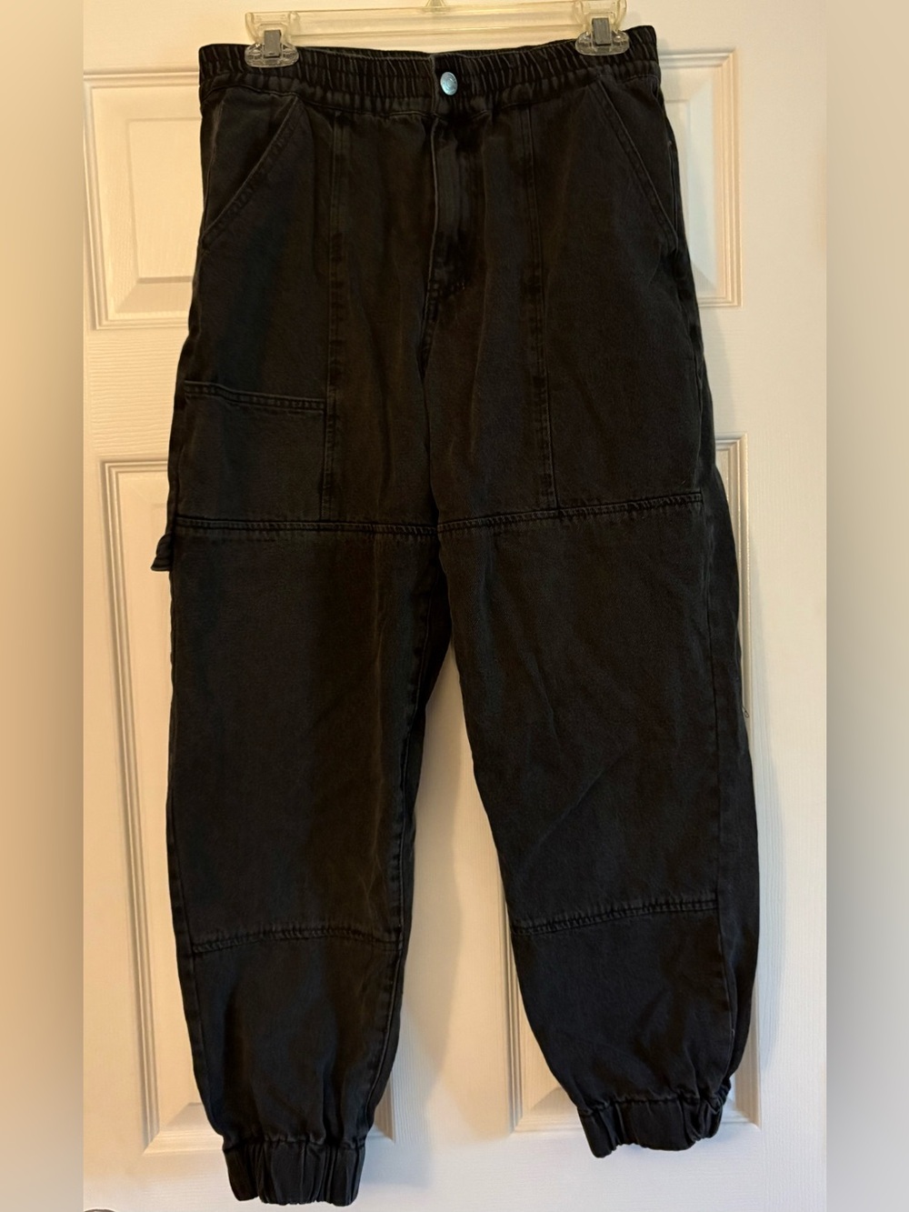Forever 21 Black Cargo Joggers with Elastic Cuffs